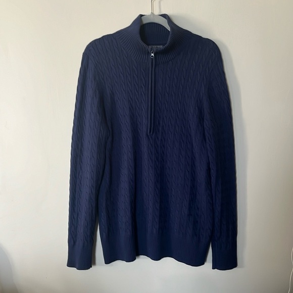 POLO JEANS COMPANY / RALPH LAUREN MFG / NAVY Half zip-up PULL OVER / Men’s - Picture 2 of 12